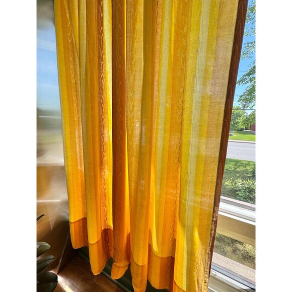 Vintage 60s curtain, orange, brown, yellow abstract bark print, Fiberglass panel - Picture 4 of 10